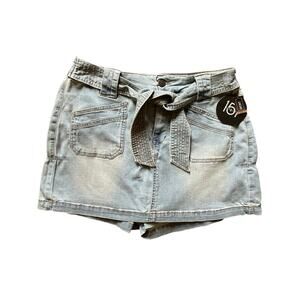 NWT 151 SKORT Lg Denim Women’s Stretch High Waisted Adjustable Tie